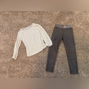 Cat & Jack Striped Cozy tee and grey leggings